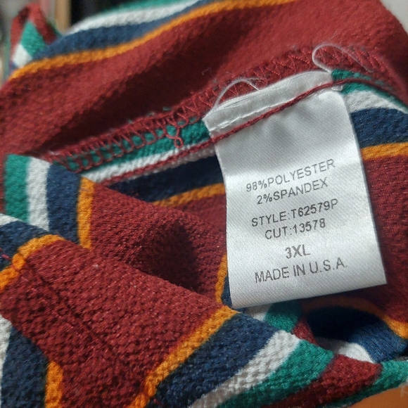 Oddi Boho Striped Blouse 3XL | Plus Size Peplum Top | Fall Colors Red - Picture 6 of 6